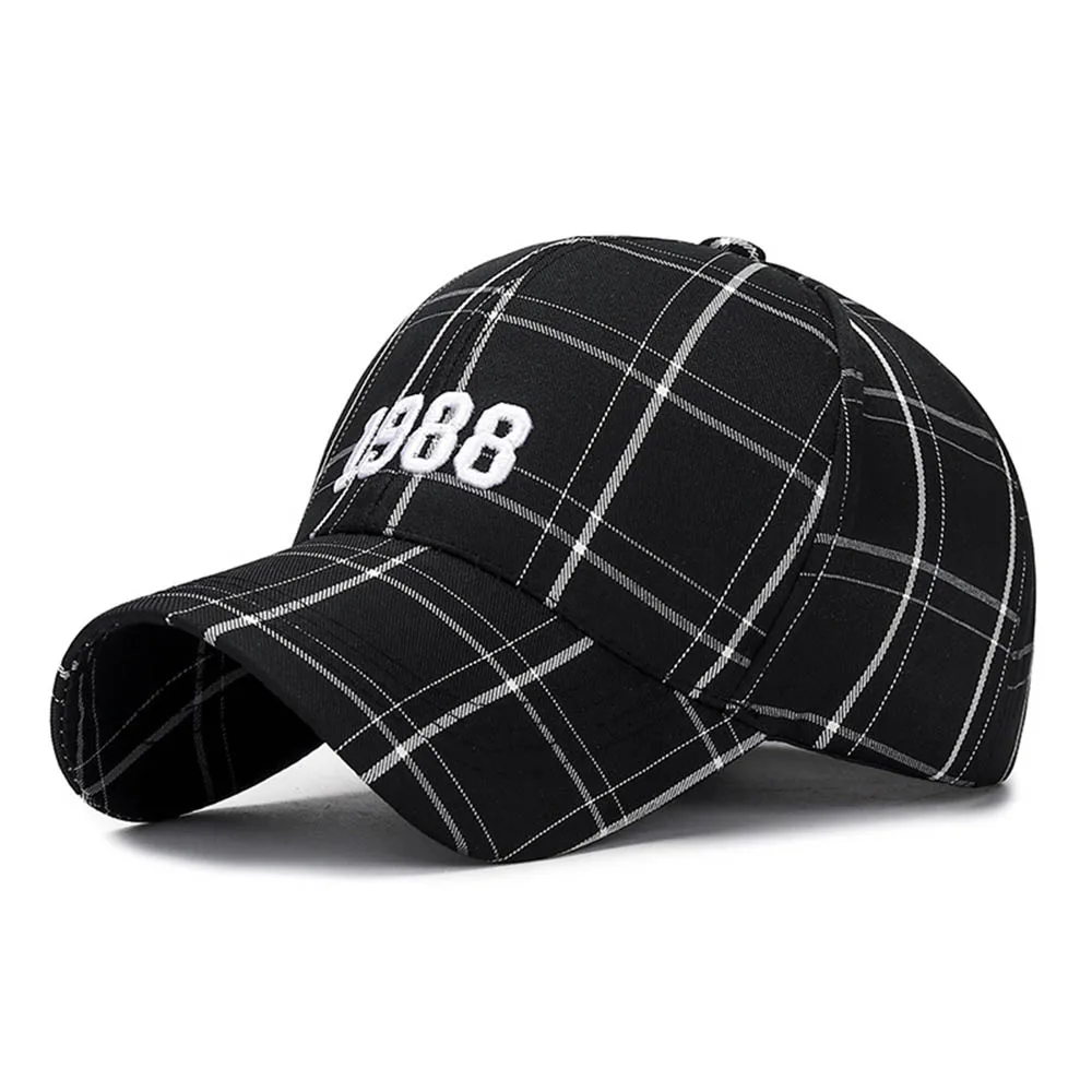 Black Baseball Cap FS, унисекс, черно-белая кепка, модная клетчатая бейсболка, s, зимняя, для женщин и мужчин, шапка с застежкой сзади, для папы, шапки с вышивкой в виде цифр, Gorras Hombre - Цвет: Black Baseball Cap
