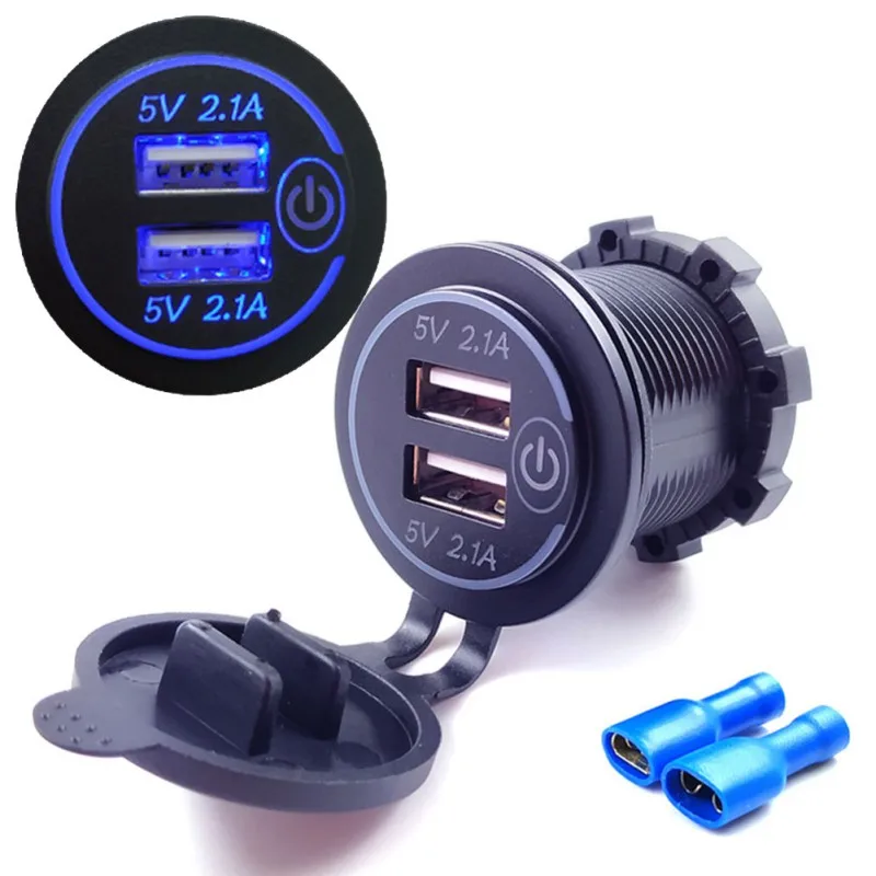 ONEWELL 12 В 24 В Dual USB 2.1A автомобильное зарядное устройство адаптер с выключателем питания сенсорный выключатель для автомобиля морской Лодки Грузовик Мотоцикл