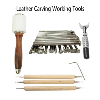 

25 Pcs/Set Adeeing Leather Carving Working Tools Printing Tools Hammer Swivel Knife Pressure Wipers Tools Set new