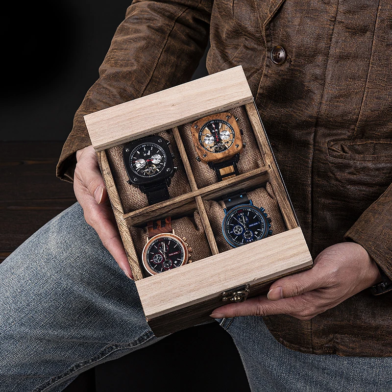 

BOBO BIRD Watch Wood Box Wristwatches Organizer Storage Display Box Accessories Case with Pillow without Watch Personalized logo