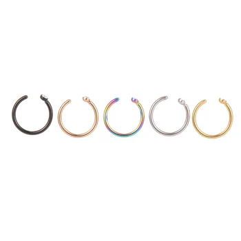 

5pcs Stainless Steel Nose Rings Nose Lip Ear Open Hoop Ring C Type Hoop Piercing Stud Body Jewelry for Woman Man Earring