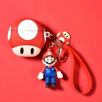 

Cute Mario Brothers Mushroom Toad Headphone Case For Airpods 1 Silicone with Keychain doll pendant Earphone Cover For Airpods 2