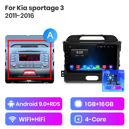 WIFI 1-16G-A Junsun V1 2G+ 32G Android 9,0 для Kia sportage 3 4 2011- автомобильный Радио Мультимедиа Видео плеер навигация gps 2 din dvd - Цвет: WIFI 1-16G-A