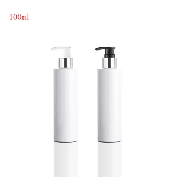 

30pcs 100ML white Lotion Pump Plastic Bottle With silver Aluminum Screw Pump,100cc lotion pump bottle