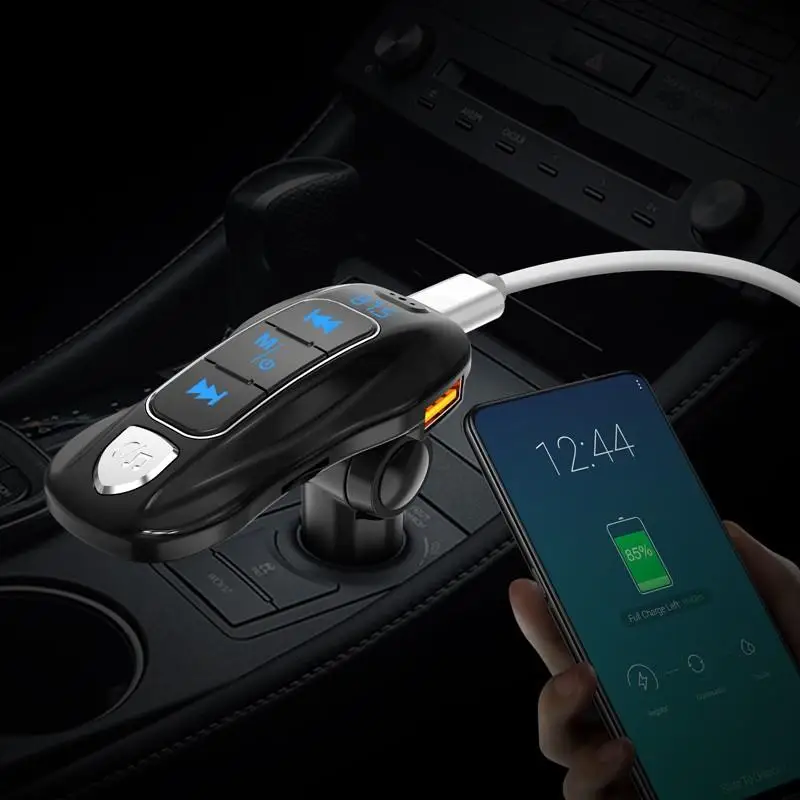 Складной автомобильный fm-передатчик Bluetooth 5,0, беспроводной аудио приемник, Автомобильный MP3 плеер, 18 Вт PD3.0, быстрое зарядное устройство, двойной USB порт