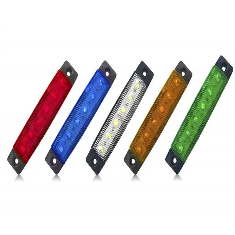 Lot De 6 Feux De Position Latéraux LED Pour Camion/Remorque - 12V, 8 LED Par Feu, Bleu - 10