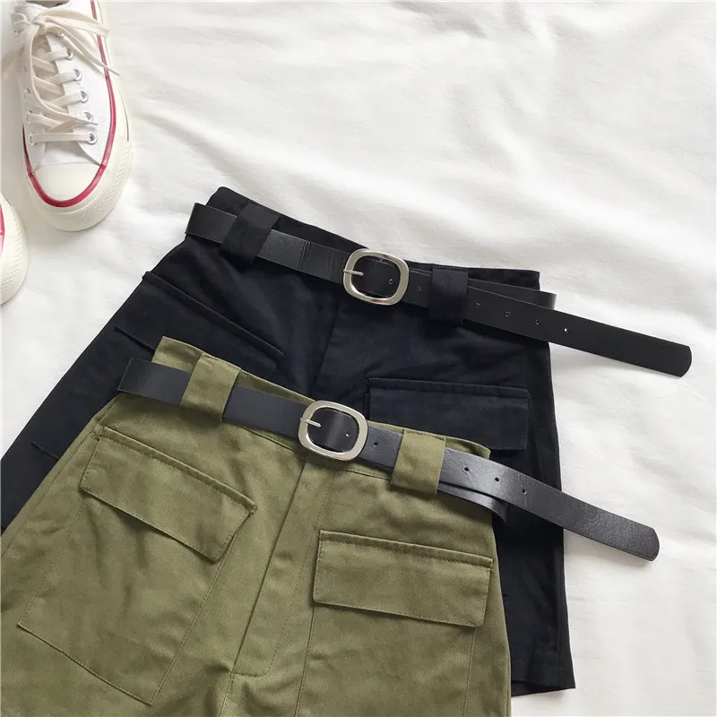 Летние корейские Ulzzang, новинка, Harajuku, шорты, повседневные, большие размеры, высокая талия, ins, женские, для колледжа, одноцветные, с карманами, шорты Карго
