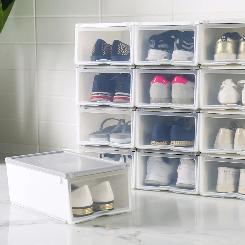 

5 Pcs PP Storage And Organizes Boxes Rangement Shoes Transparent Clamshell For Storing Shoes Box Organizer Stackable Shoe Box
