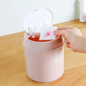 

Plastic Trash Push Type Trash Can Desktop Trash Can Detachable Chief Cover Waste Bins For Living Room Elegant Temperament Charm