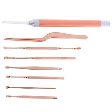 8 шт./компл. Нержавеющая сталь светодиодный ушной серы Палочки экологических требований уха Палочки воск для удаления кюретка уха Палочки чище очиститель для ушей Ложка уха чистым инструментом