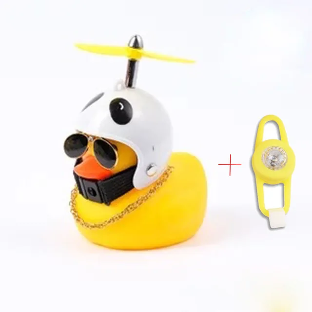 Small Yellow Bike Duck Bicycle bell Luminous Airscrew Helmet Duck Ducky Bicycle Wind Motor Riding Cycling Lights Horn Panda light