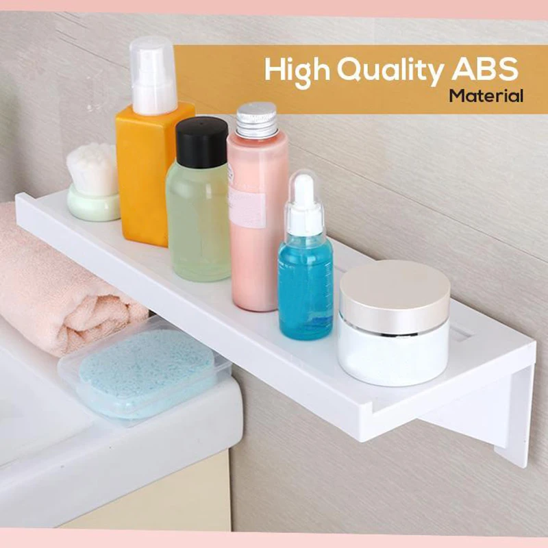

Bathroom Shelf Suction Cup Rack Punch Free Wall Storage Organizer Kitchen Display Shelves FAS6