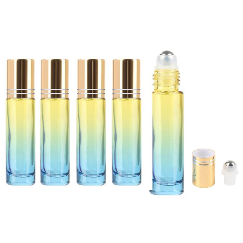 

Gradient Ball Bottle 5pcs 5ml gradient Color Thick Glass Roll On Essential Oil Empty Parfum Bottles Roller Ball Travel Use Neces