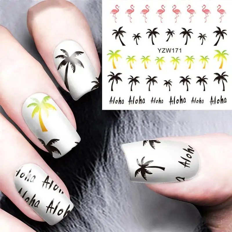 

Nail Art Water Decals Transfers Stickers Summer Palm Trees Gel Polish