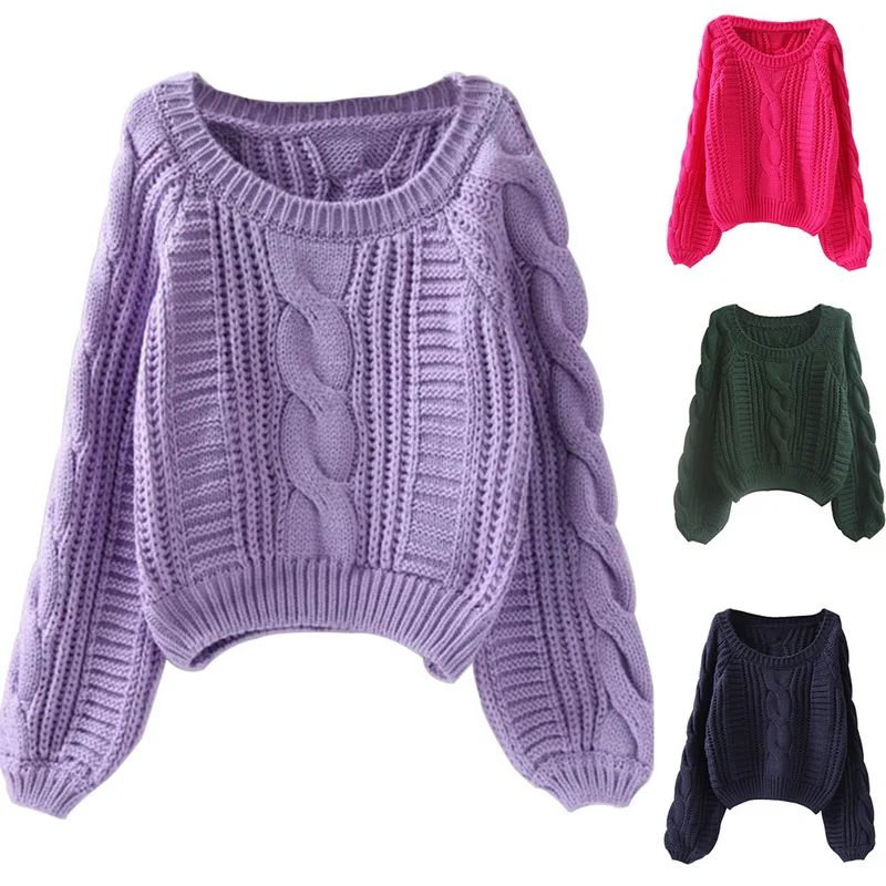 Женский свитер с круглым вырезом,, свитер ярких цветов, женский свитер, джемпер, Harajuku, шикарный короткий свитер, скрученный, для девушек