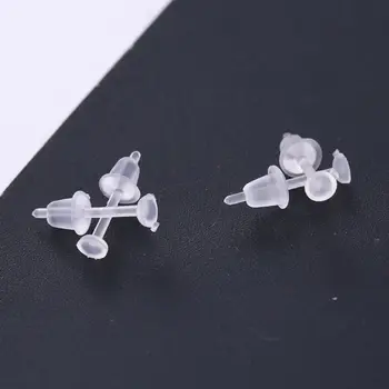

100 Set Hypoallergenic Simple Plastic Earrings Clear Ear Pins Needle and Resin Earring Backs DIY Ear Accessories L4ME