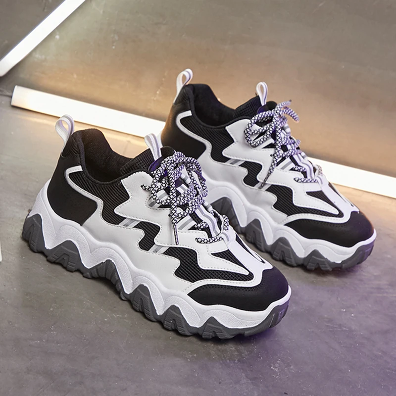 

Fashion Women Baskets Femme Sneakers Comfort Lace Up Mesh Platform Sneakers Outdoor Casual Dad Chunky Sneakers Black Green