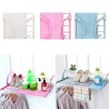 

Multifunction Home Windowsill Hanging Shelf Adjustable Clothes Shoes Drying Storage Rack Home Balcony Folding Hanger Rack