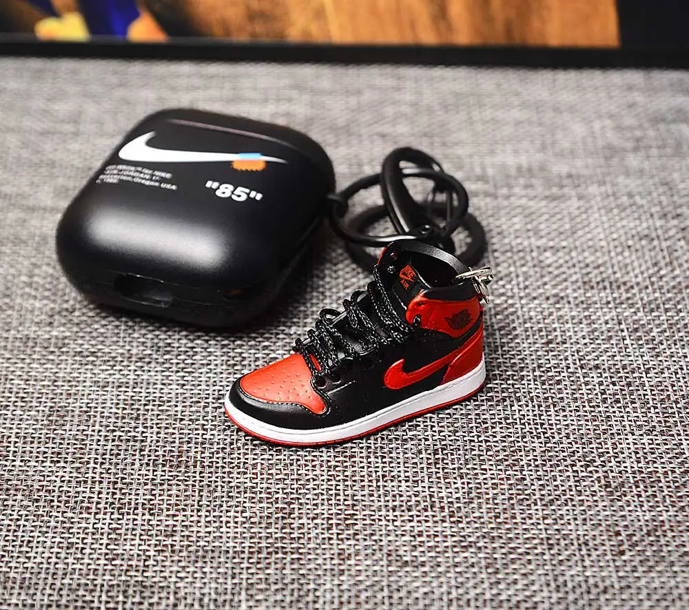 a shoe w case Прямая поставка от белого Chicago pod 2 Чехол брелок в виде кроссовка 3D мини-кроссовки Спортивное черное кольцо посылка обувной брелок в виде кроссовка s - Цвет: a shoe w case