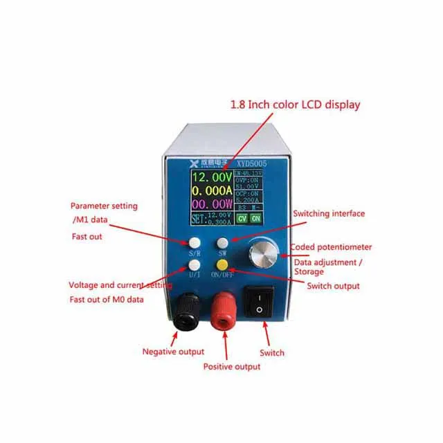 

A23-- XYD5005 CNC LCD Adjustable Integrated Voltage Ammeter Voltmeter DC Power Supply DC 5-55V to 0-50V 5A Buck Module