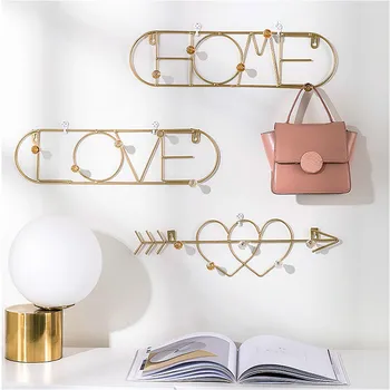 

Creative Letter Metal Hooks Gold Coat Rack Wall Bag Handbag Hanger Decoration Fitting Room Bedroom Clothes Scarf Coat Key Hook