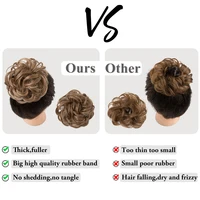 Extensions de Chignon synthétiques bouclés en désordre, chouchous élastiques, Chignon synthétique Donut Updo, pièces de cheveux pour femmes 5