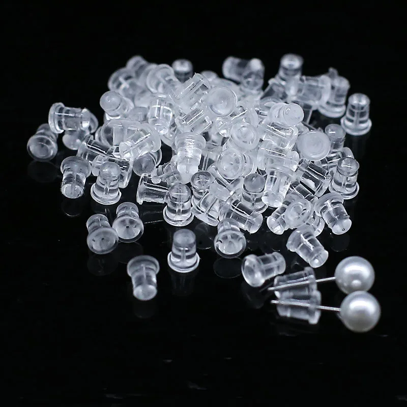

200Pcs Clear American Style Stud Earring Stoppers Rubber Big Earring Back Ear Plug Blocked For DIY Jewelry Making Accessories