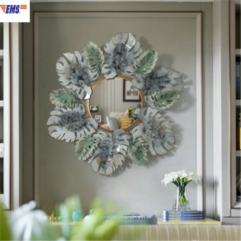 

American Iron Art Simulation Do Old Leaf Stereoscopic Decorative Mirrors Wall Accessories Living Room Entryway Hangings X2550