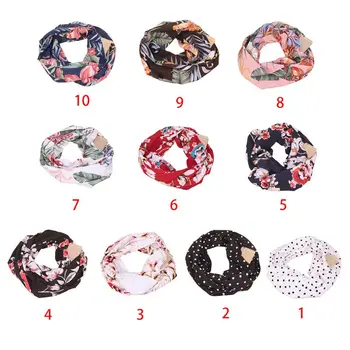 

Womens Boho Retro Floral Polyester Infinity Neck Scarf Shawl with Zipper Pocket