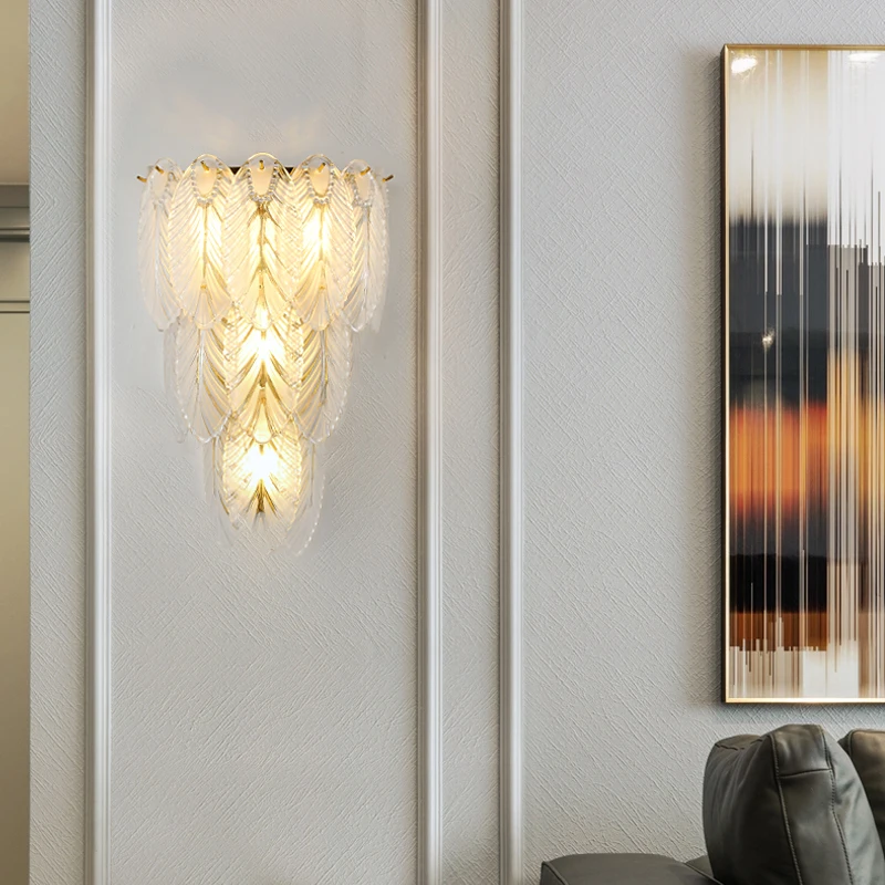 Modern Feather Crystal Gold Luxury Wall Lights 2 Modern Feather Crystal Gold Luxury Wall Lights 2
