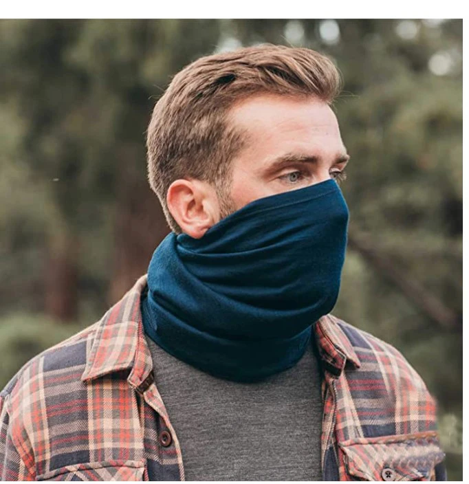 Merino Wool Neck Gaiter Scarf Bandana Wrap 1 Layer For Women Men