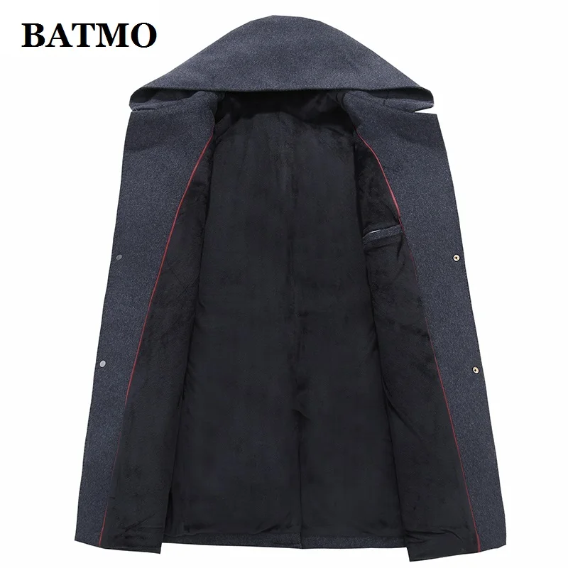 BATMO new arrival high quality wool hooded jackets men,men's wool trench coat,plus-size M-8XL 1988