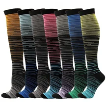 New Multicolor Gradient Stripe Nylon Sports Outdoor Unisex Compression Socks