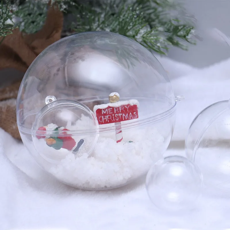 

10PCS/Lot Merry Christmas Clear Plastic Fillable Baubles Christmas Ball Ornaments DIY Wedding Party Holiday Home Decorations