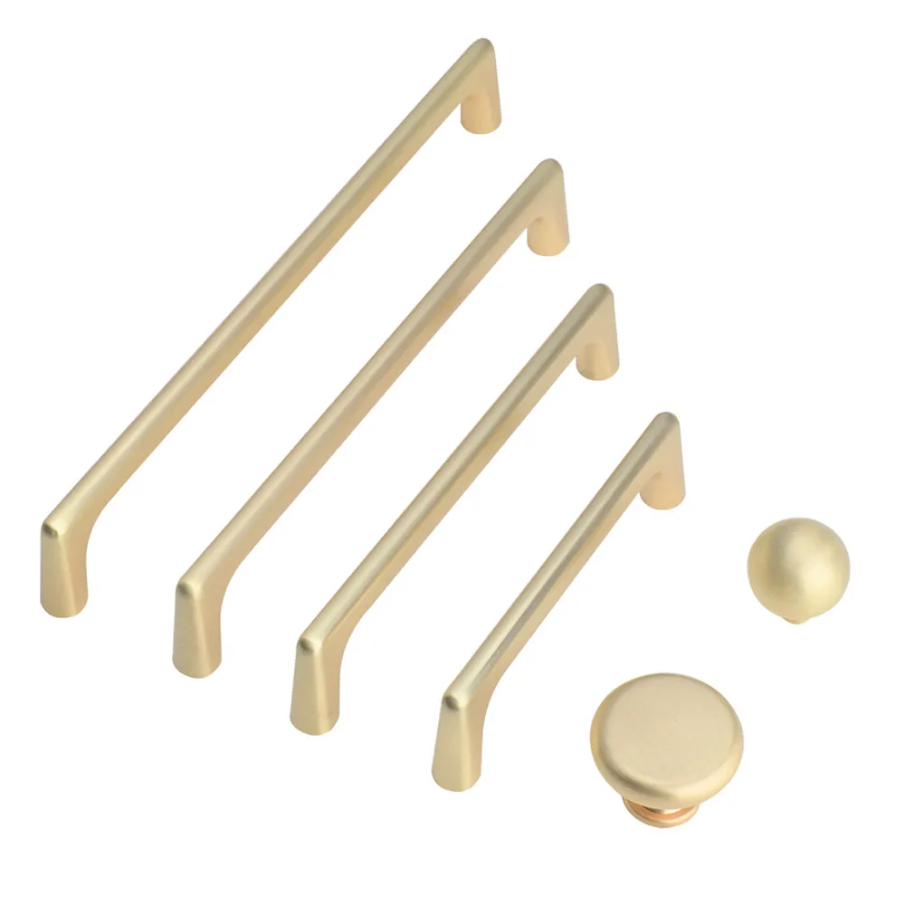 

KK&FING 96-192mm Gold Brushed Door Handles Kitchen Furniture Drawer Wardrobe Door Pulls Spherical Handles Furniture Hardware