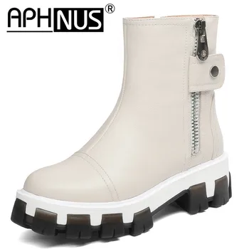 

APHNUS Womens Boots Short Ankle Booties Flats Platforms Trifle Woman 2020 Shoes For Women New Boot