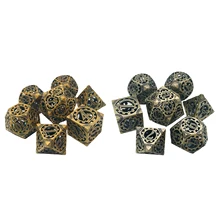 Metal oco dnd jogo dice steampunk engrenagem roda 7 peças conjunto para rpg mtg jogos de mesa d & d pathfinder
