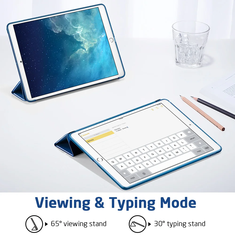 Чехол ESR с прорезиненным покрытием для iPad 7 Rebound тонкий смарт-чехол с подставкой и гибкой задней крышкой из ТПУ для iPad 7th Gen 10,2"