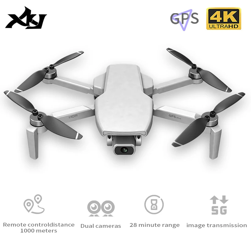 XKJ Gps Drone HD 4K Camera Professional 800m Image Transmission Brushless Motor Foldable Quadcopter RC Drones Kid Gift