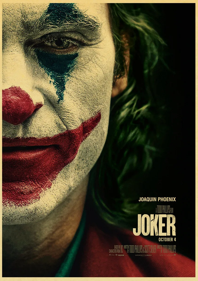 E162 Joaquin Феникс Джокер DC фильмы-Комиксы настенная живопись печать на кофе ретро плакаты картинки Хэллоуин домашний декор - Цвет: E162