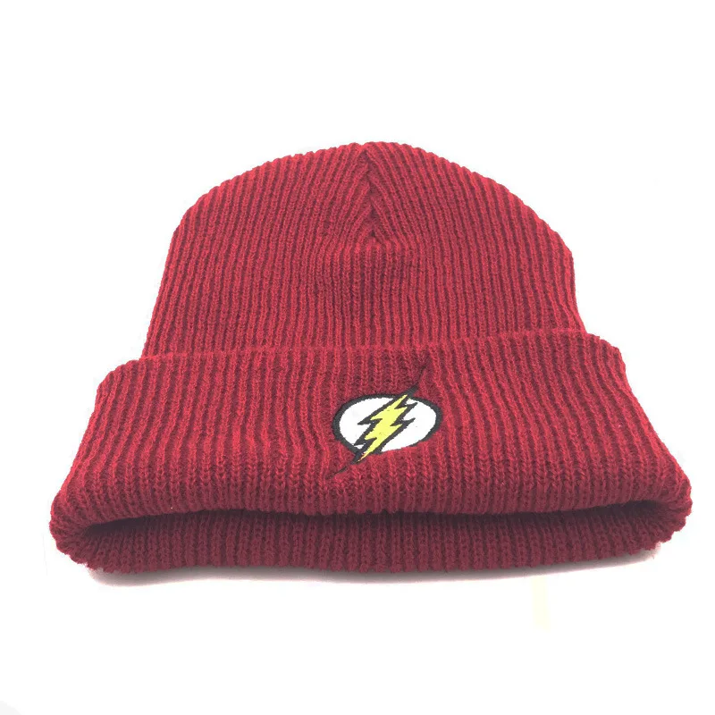 Мужская и женская зимняя шапка бини вязаная шапка Flash man Barry Allen вязаная шапка теплая хип-хоп шапка рождественские шляпы для косплея