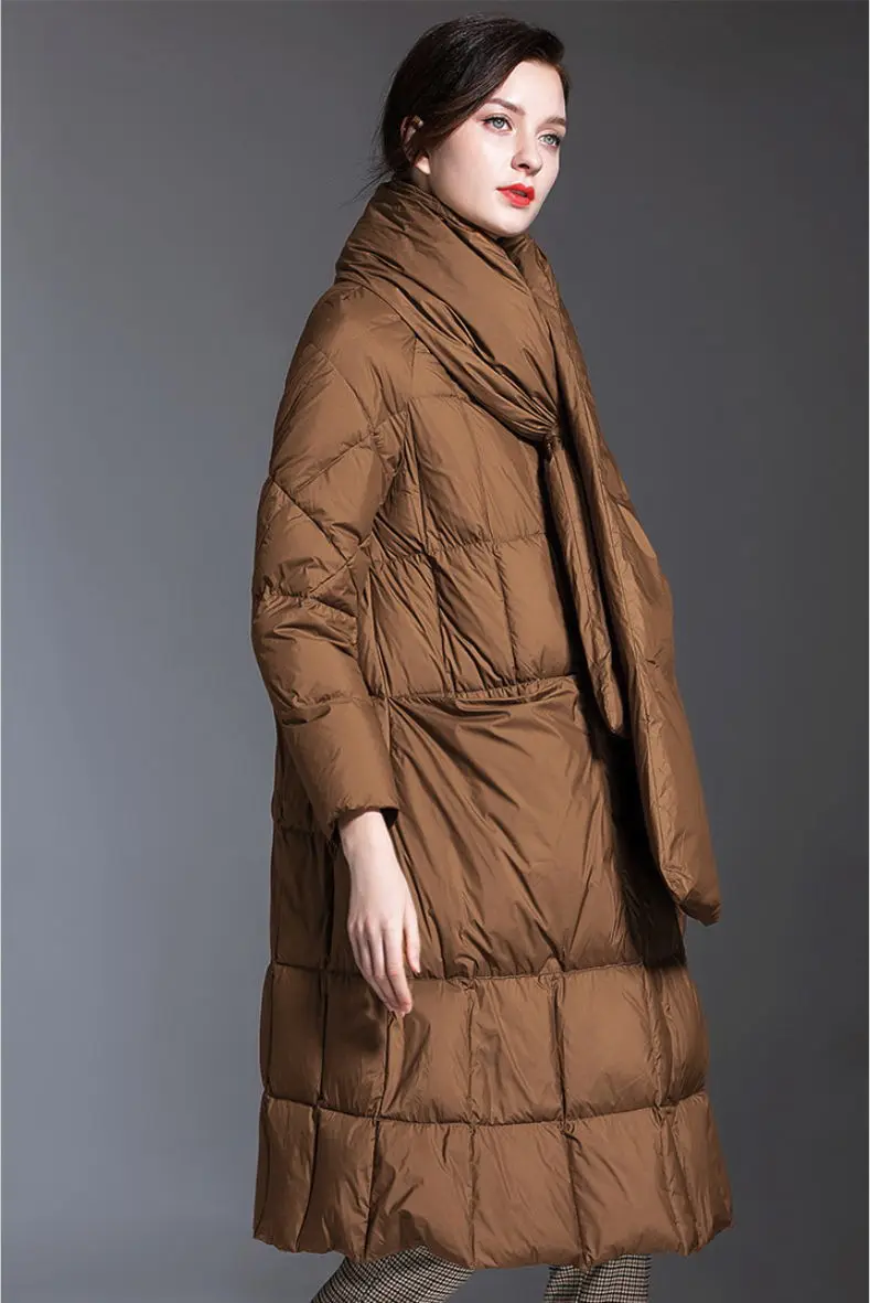 

Down Jacket Female 2019 Winter New European White Duck Down Thick Fashion Jacket female dark brown