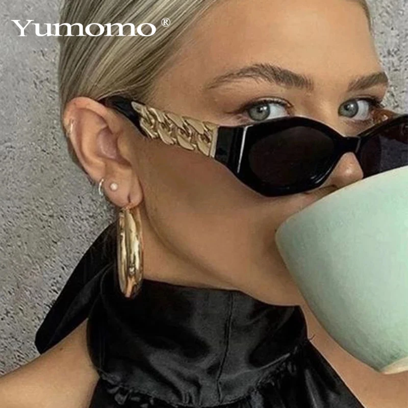 Gafas de sol para mujer, lentes de sol modernas de tendencia, de marca, elemento de cadena decorativo, Vintage, cuadradas, negras, 2021|Gafas de sol para mujer| - AliExpress
