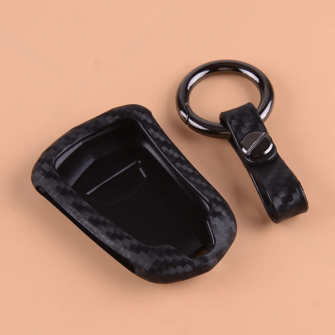 

DWCX Silicone Carbon Fiber Texture Black Car Key Case Cover Holder Protector Fit For Cadillac ATS CTS CT6 XTS XT4 XT5 Escalade