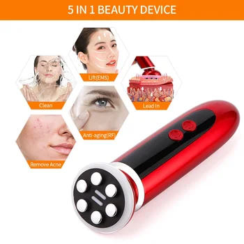 

5 in 1 RF EMS LED Photon Therapy Face Beauty Machine Micro-Current Facial Lifting Device Skin Rejuvenation Cleansing Anti Acne