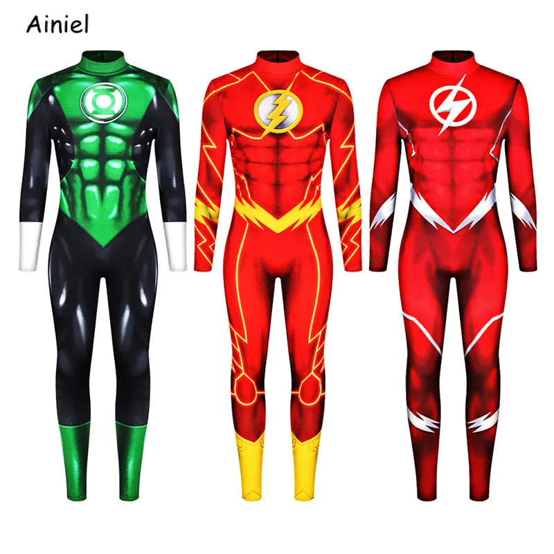 

Halloween Superman Deadpool Costume The Flash Suit Flash Man Cosplay Bodysuit 3D Print Spandex Zentai Jumpsuit Super Heroes Men