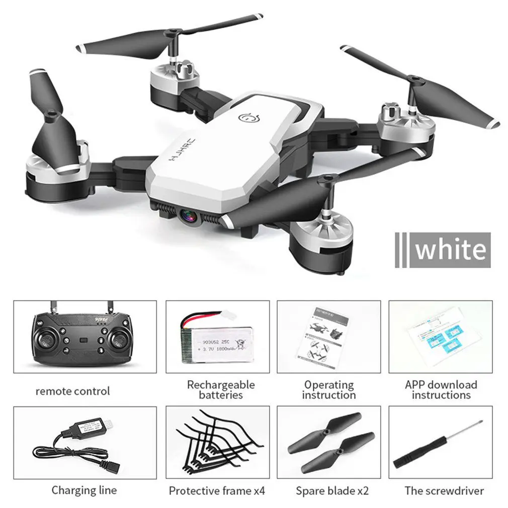 HJ28 Foldable RC Drone 4 Channels Wifi 2MP/5MP FPV Camera Drone Altitude Hold Gesture Photo/Video RC Quadcopter - Цвет: 2MP White