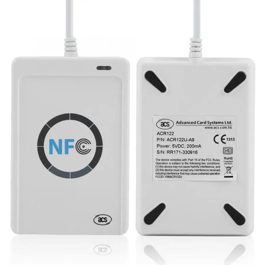 Постоянный ток, 5В, ACR122U RFID Считыватель Бесконтактных Смарт ридер от производителя/USB микросхемой чипом микропроцессорные карты Копир Дубликатор duplo и записи программное обеспечение USB ISO/IEC 18092 13,56 МГц