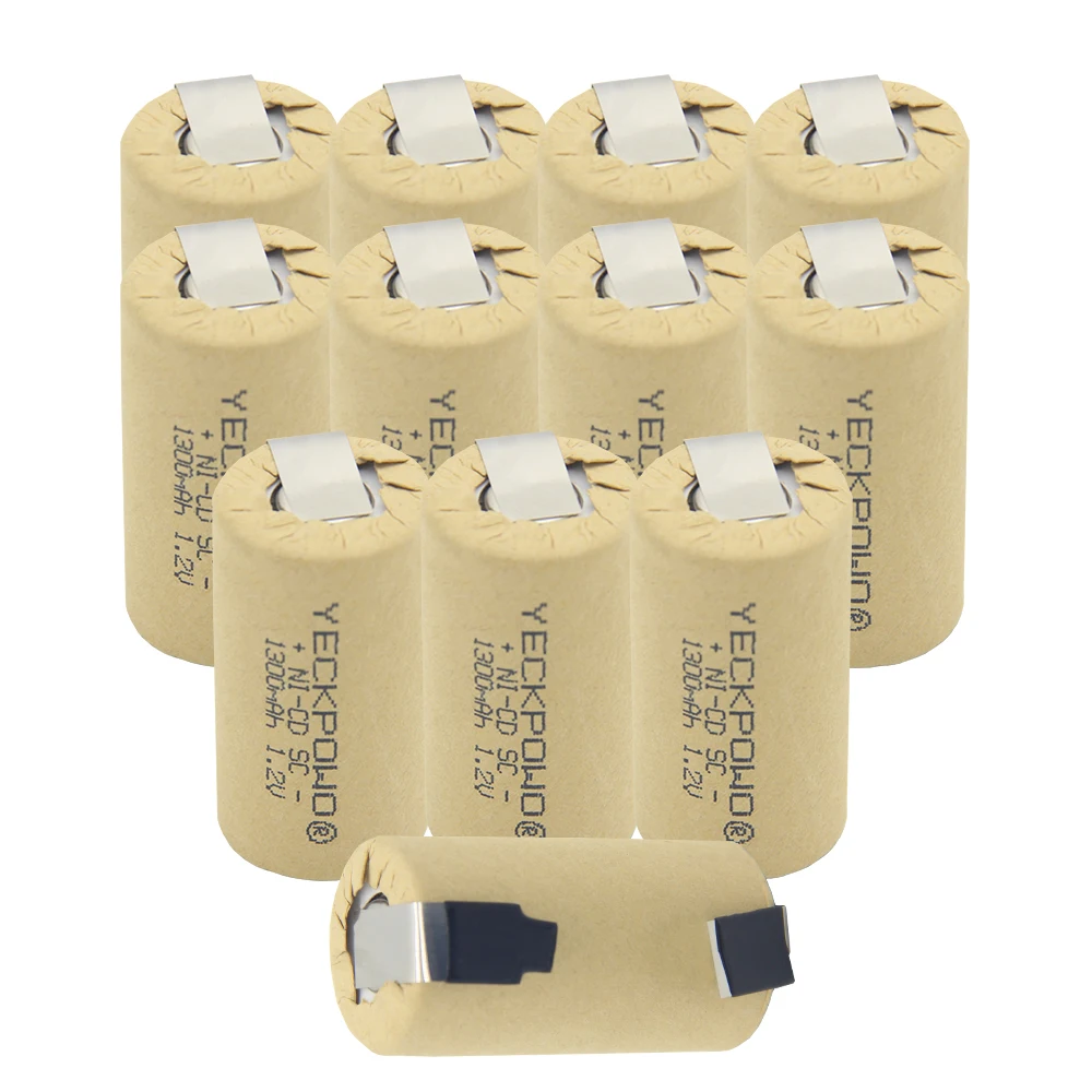 rechargeable 1300mAh akkumulator sub C battery SC batteries flat top NICD welding tabs 1.2V nickel sheets for electric tools | Электроника