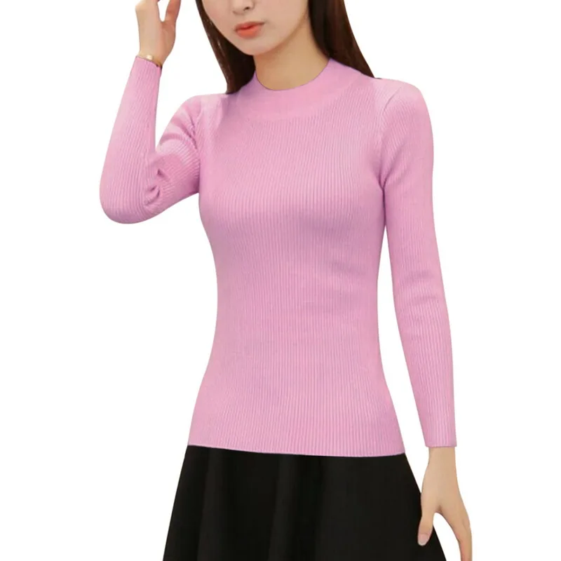 HEFLASHOR корейский стиль Женский трикотажный свитер Топы женские осенние пуловеры с длинными рукавами Женские базовые свитера женские топы - Цвет: color 12
